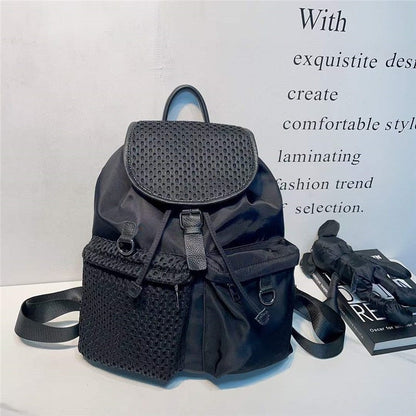 Fashion Drawstring Flap Backpack With Pockets