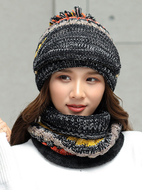 Original Three Pieces Knitting Hat+Mask+Scarf