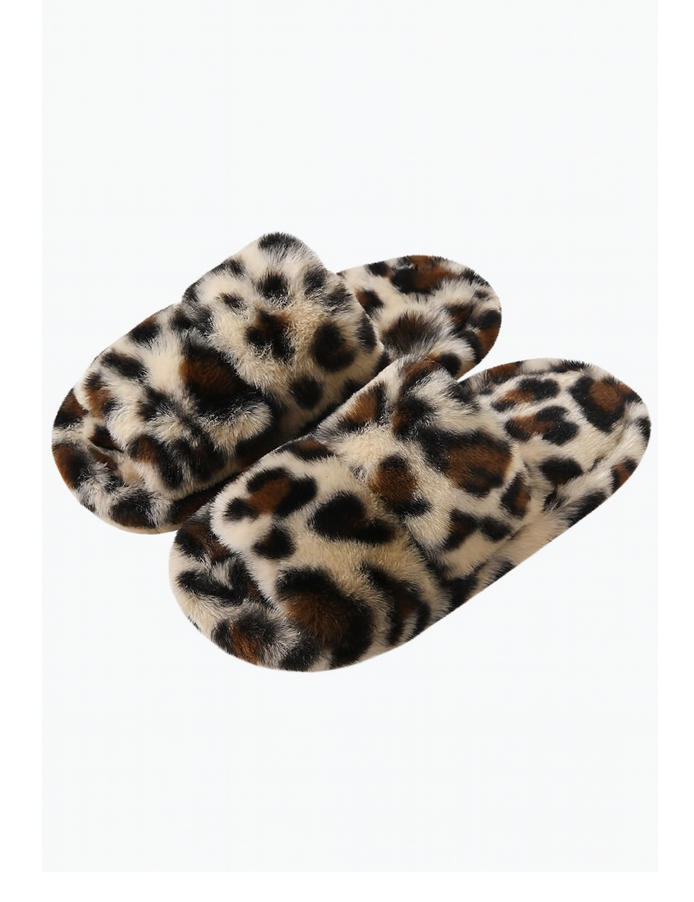 Fluffy Fuzzy Leopard Print Two Band Slipper
