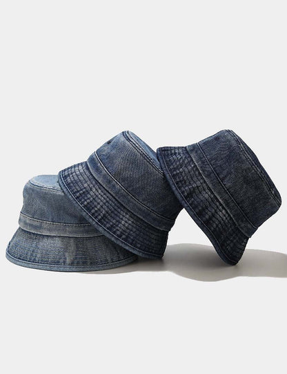 Washed Solid Color Foldable Denim Bucket Hat