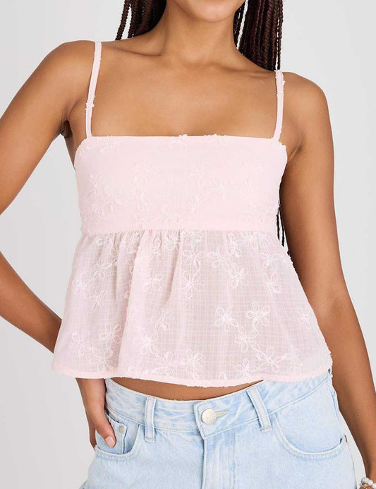 Floral Crochet Sweet Cami Top