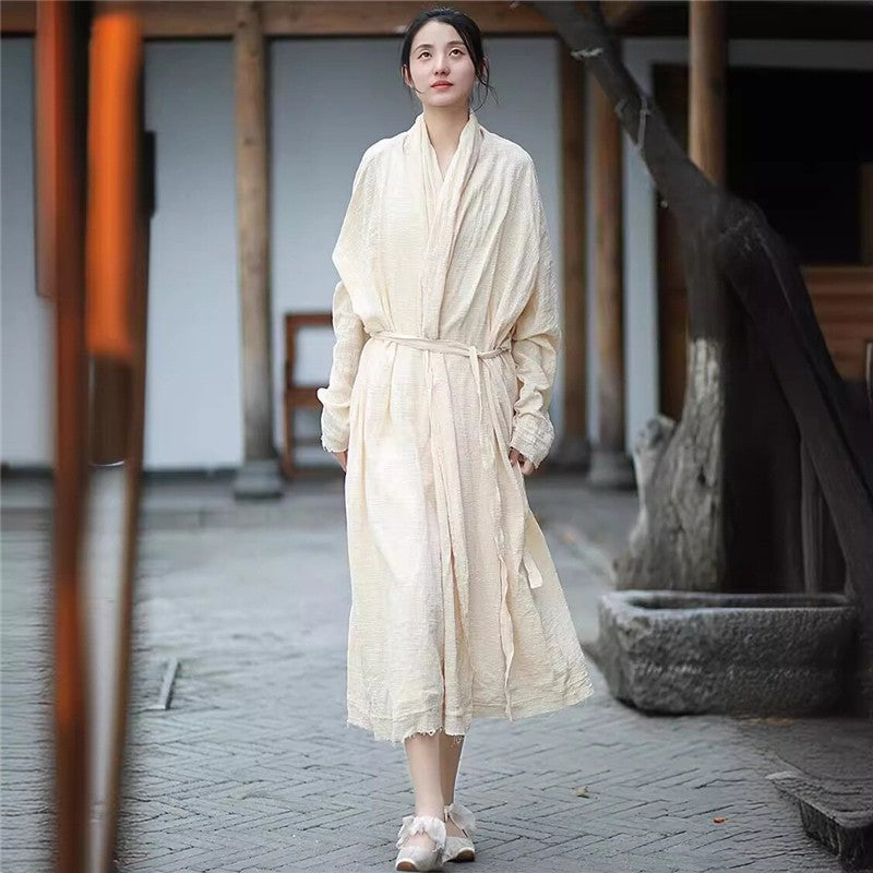 Solid Color Artistic Waist Belt Cardigan