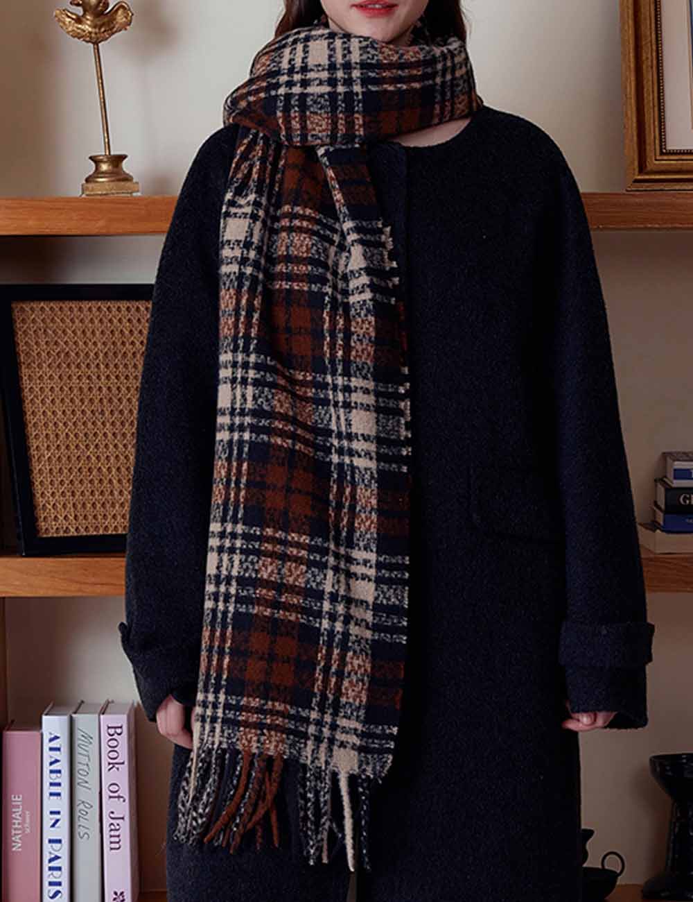 Vintage Plaid Warm Tassel Warm Scarf