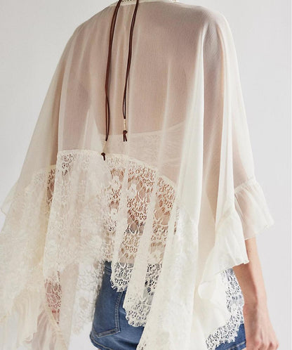 Loose Lace See Through Cover Up Top