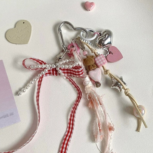 Cute Plush Cat Bow Tassel Bag Charm