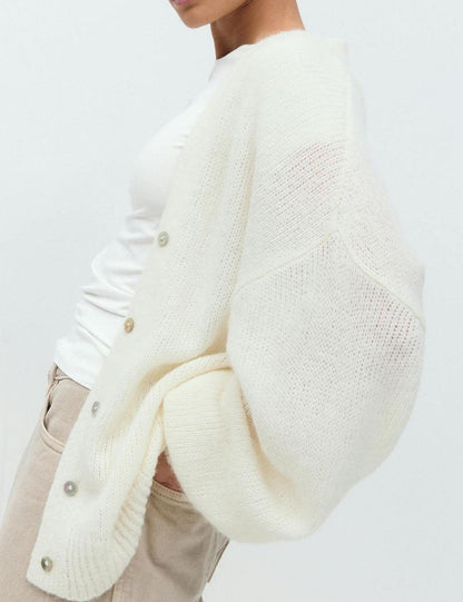 Casual V-Neck Hollow Out Long Sleeve Cardigan