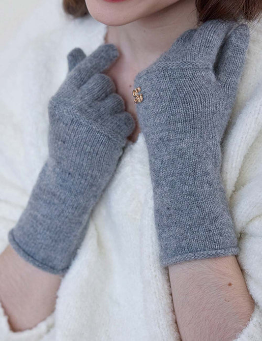Solid Color Long Wool Knit Gloves