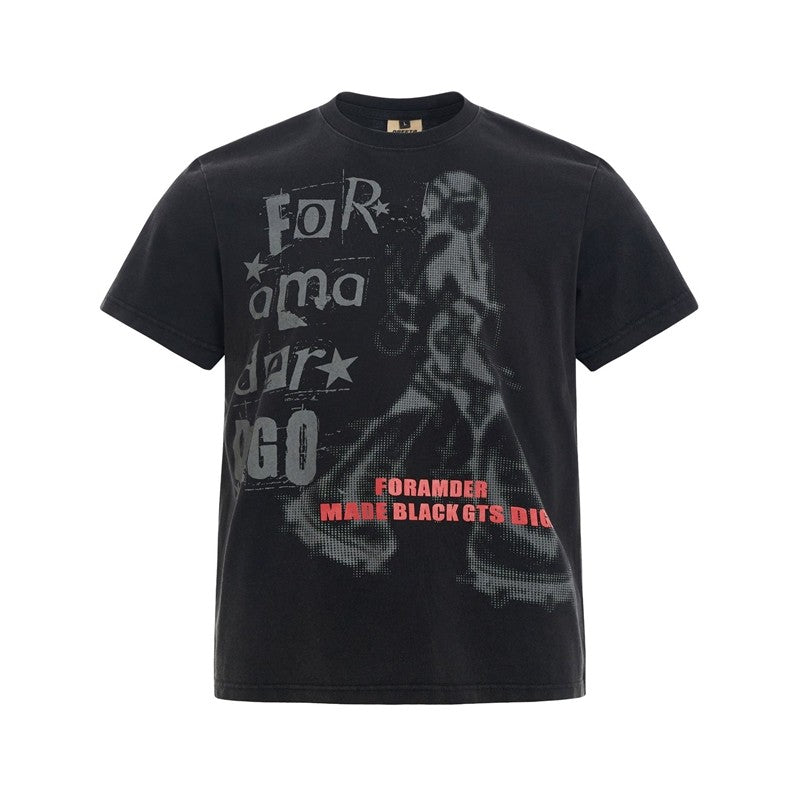 Vintage American Cartoon Print Short Sleeve Shirt