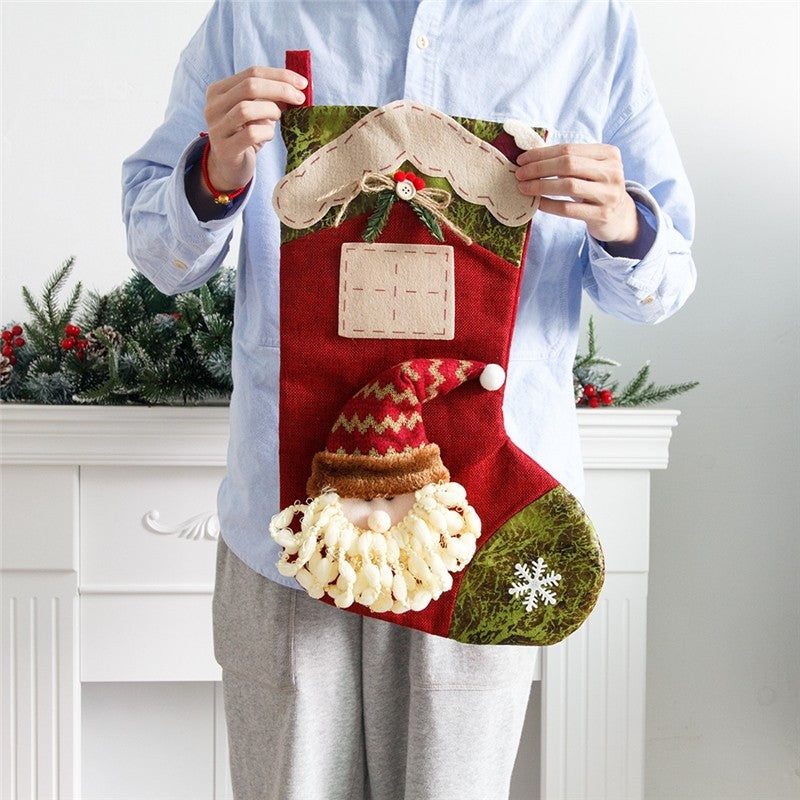 Christmas Stocking Candy Bag Pendant House Big Stocking Decoration Gift Bag