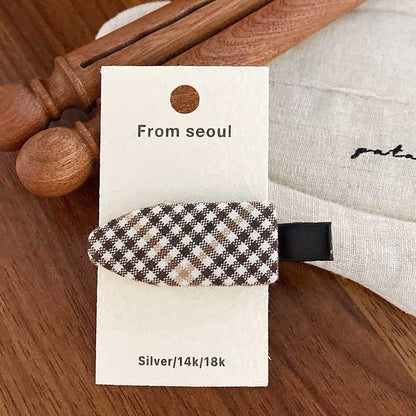Simple Color Block Plaid Hair Clip