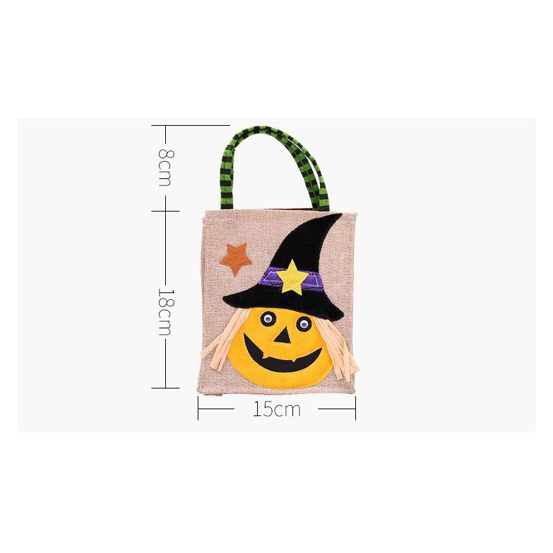 Cute Cartoon Patchwork Linen Candy Gift Bag Halloween Decoration