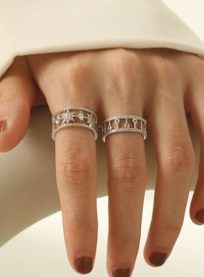 Trendy Hollow Out Zircon Star Adjustable Ring