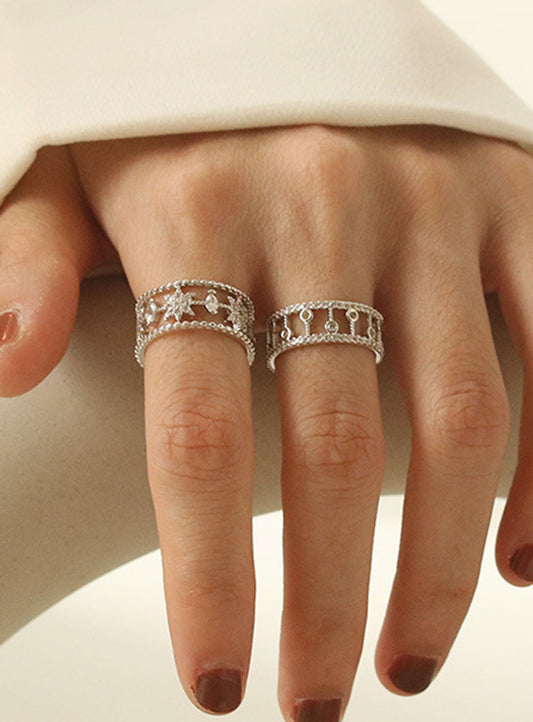Trendy Hollow Out Zircon Star Adjustable Ring