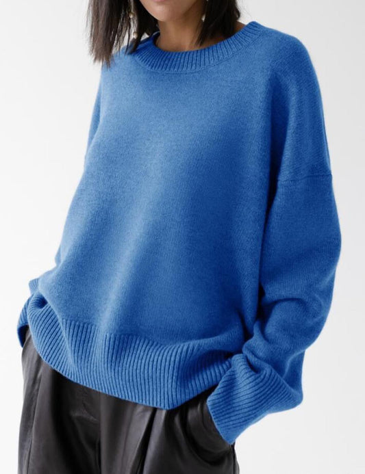 Simple Soft Solid Color Ribbed Knit Top