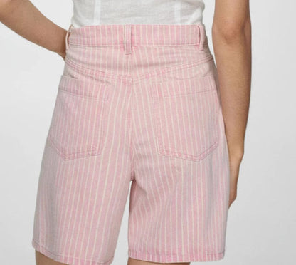 Striped High Waist Oversized Casual Shorts