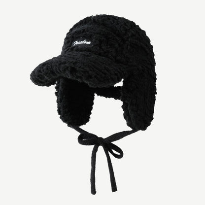 Solid Color Teddy Fleece Padded Warm Hat