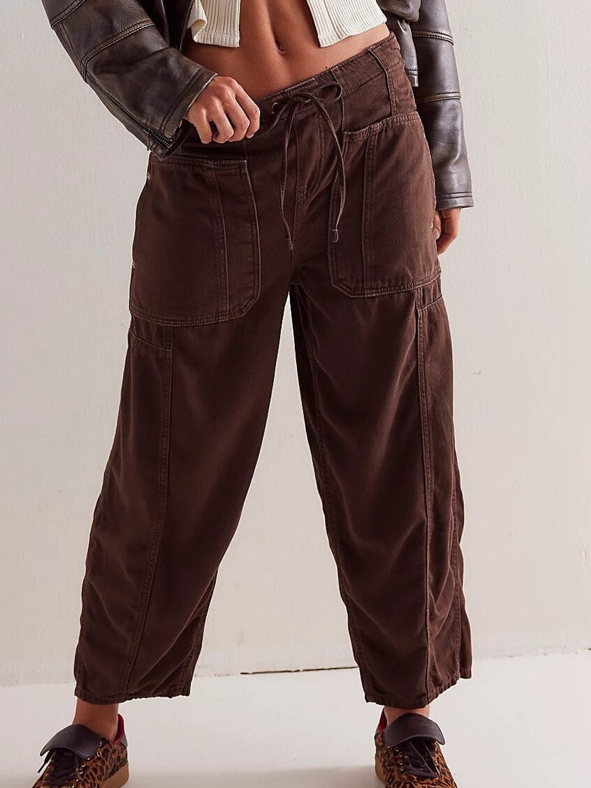 Loose Low Waist Barrel Washed Jeans