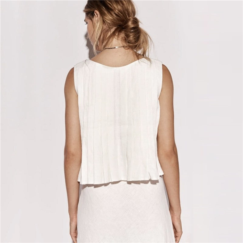 Sleeveless Top With Loose Fit And Tie Detail