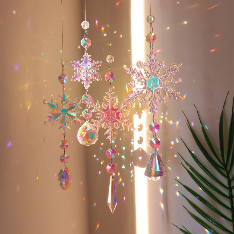 3+ Colorful Snowflake Crystal Suncatcher Hangings
