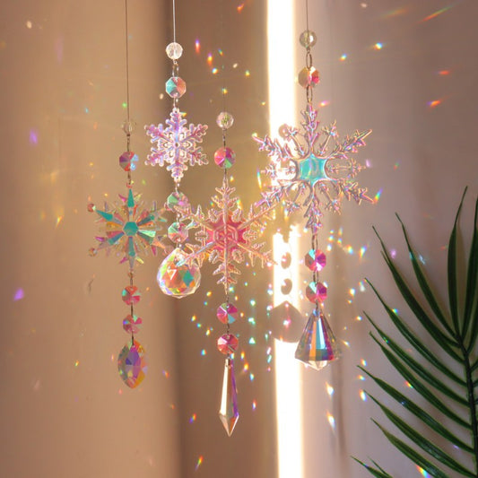 3+ Colorful Snowflake Crystal Suncatcher Hangings