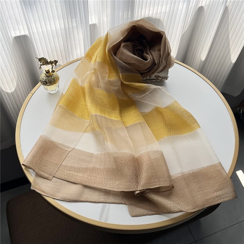 Fashion Plaid Scarf With Gold Trim