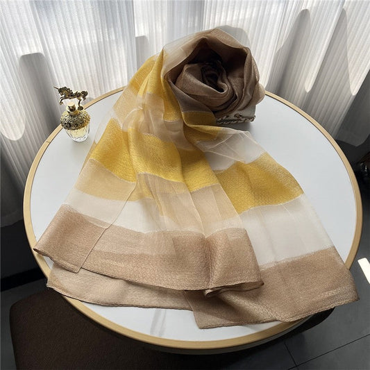 Fashion Plaid Scarf With Gold Trim