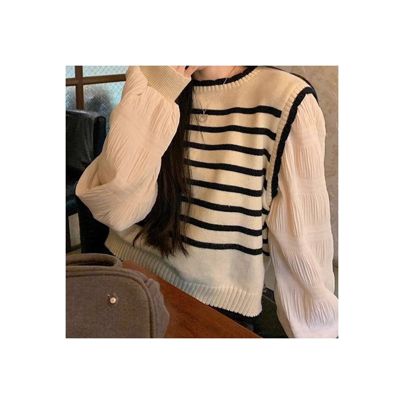 Long Sleeve Striped Knit Sweater