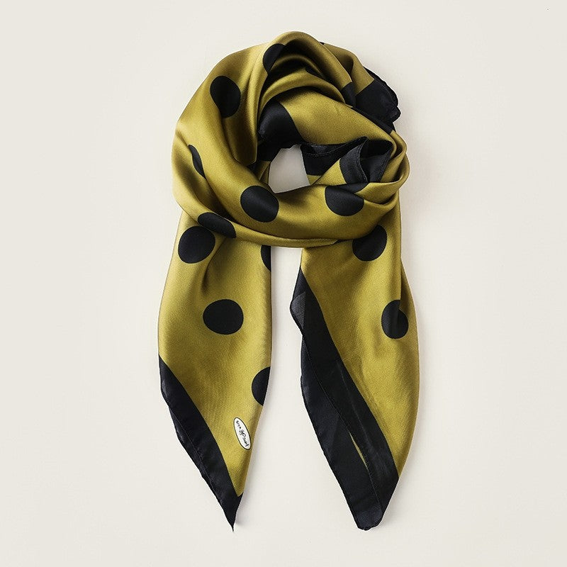 Dots Printed Square Silk Imitation Scarf
