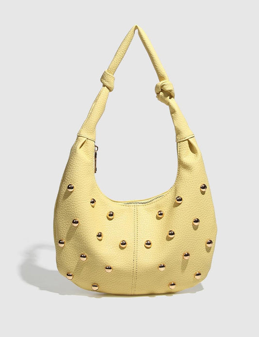 Trendy Studded Solid Color Shoulder Bag