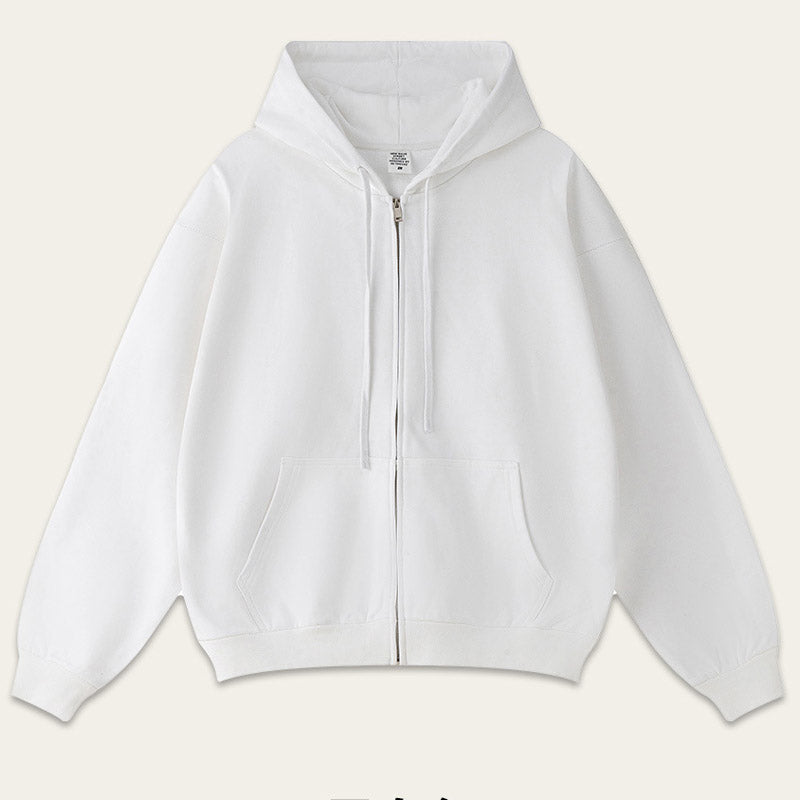 Casual Solid Color Oversize Zip-Up Hoodie