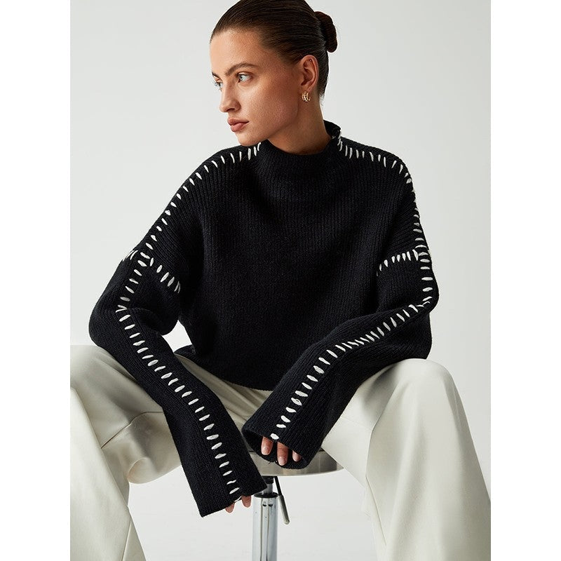 Stylish Long Sleeve Parisian Round-Neck Knitwear