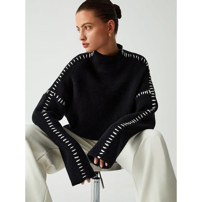 Stylish Long Sleeve Parisian Round-Neck Knitwear
