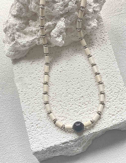 Minimalist White Turquoise Beaded Choker Necklace