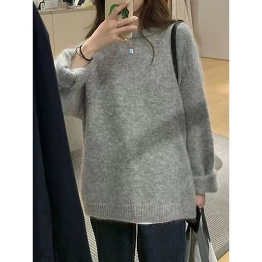 Women's Double Zipper Knit Cardigan Loose Fit Casual Sweater