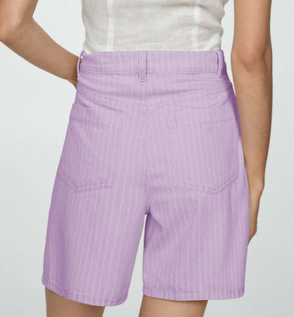 Striped High Waist Oversized Casual Shorts