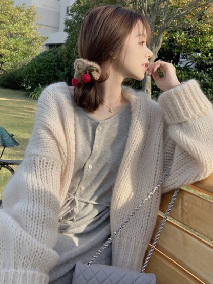 Original Solid Bandage Buttoned Sweater Dress