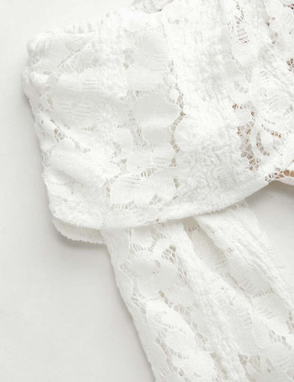 Elegant Off Shoulder Lace Long Sleeve Top