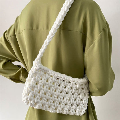 Solid Color Crochet Knitted Shoulder Bag