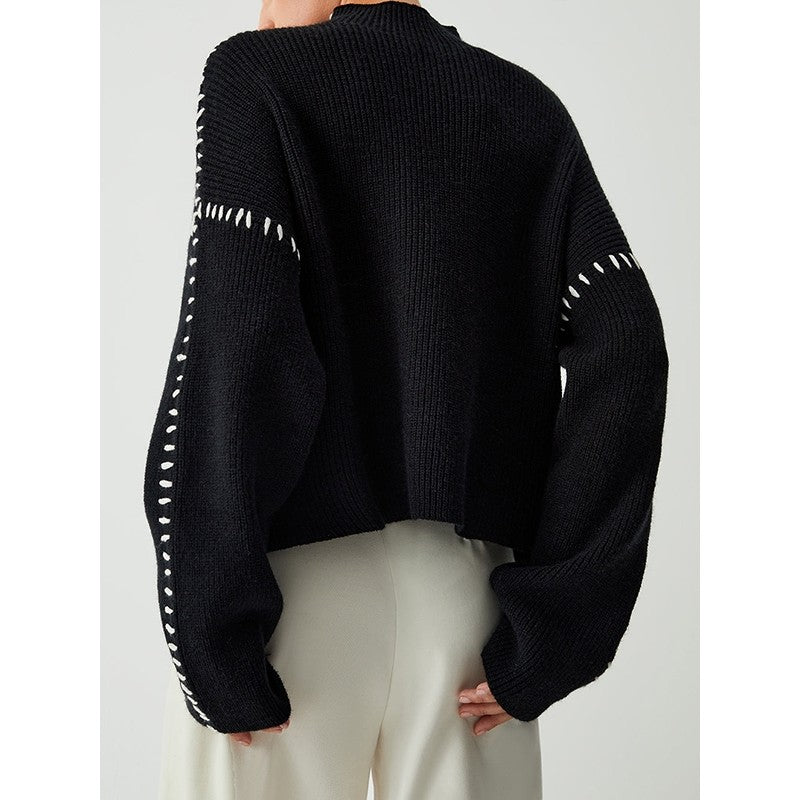 Stylish Long Sleeve Parisian Round-Neck Knitwear
