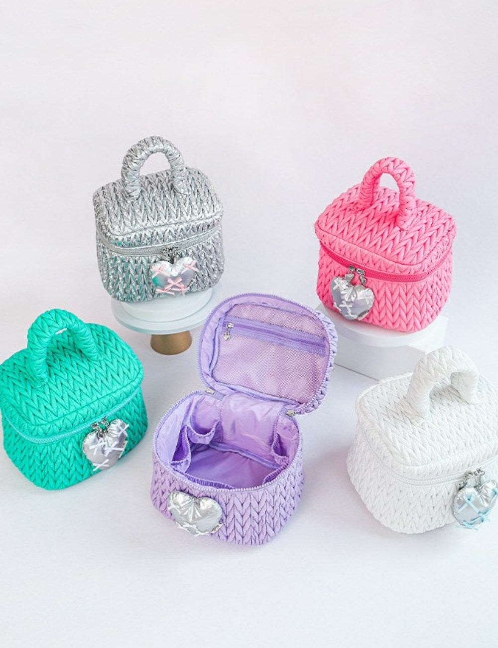 Cute Color Block Padded Large Cpacity Make Up Bag