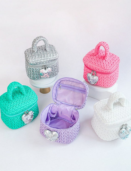 Cute Color Block Padded Large Cpacity Make Up Bag