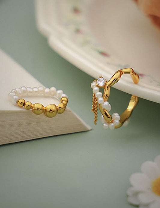 Vintage Gold Chain Tassel Open Adjustable Ring