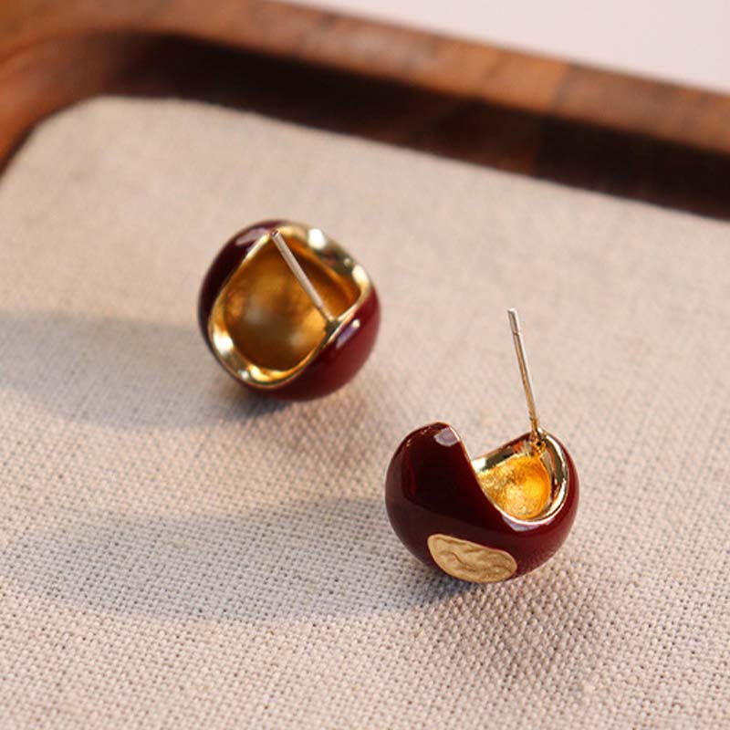 Trendy Round Enamel Drip Glaze Stud Earrings