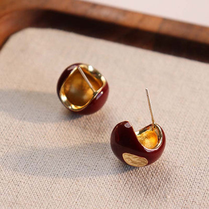 Trendy Round Enamel Drip Glaze Stud Earrings