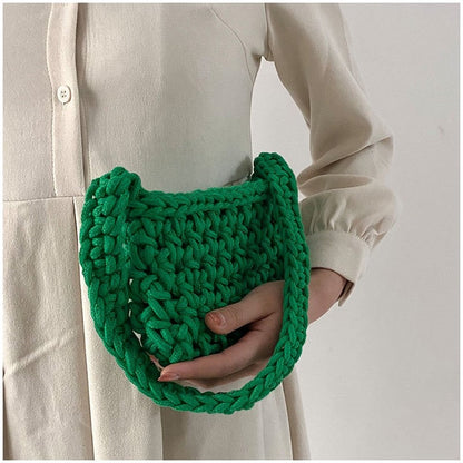 Solid Color Crochet Knitted Shoulder Bag