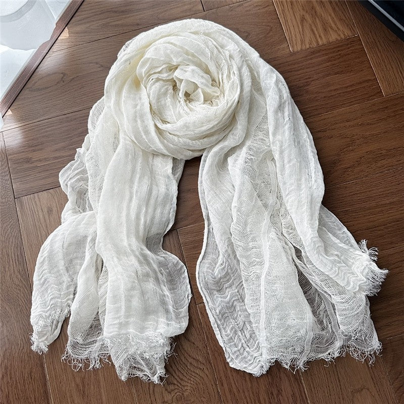 Solid Color Thin Fringed Scarf
