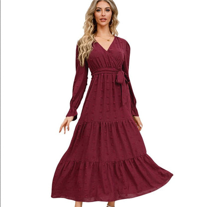 Ladies Solid Color Swing Casual Dress