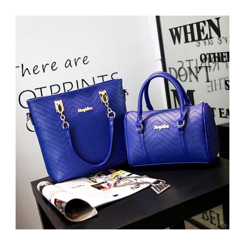 6-Piece Solid Color Embossed Handbag Set