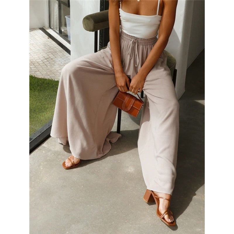 Baggy Elastic Waist Wide Leg Pants