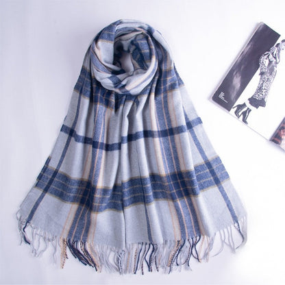 Fashion Striped Plaid Fringe Scarf
